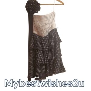 White House Black Market Strapless Polka Dot Dress - Black  White Women Size 6